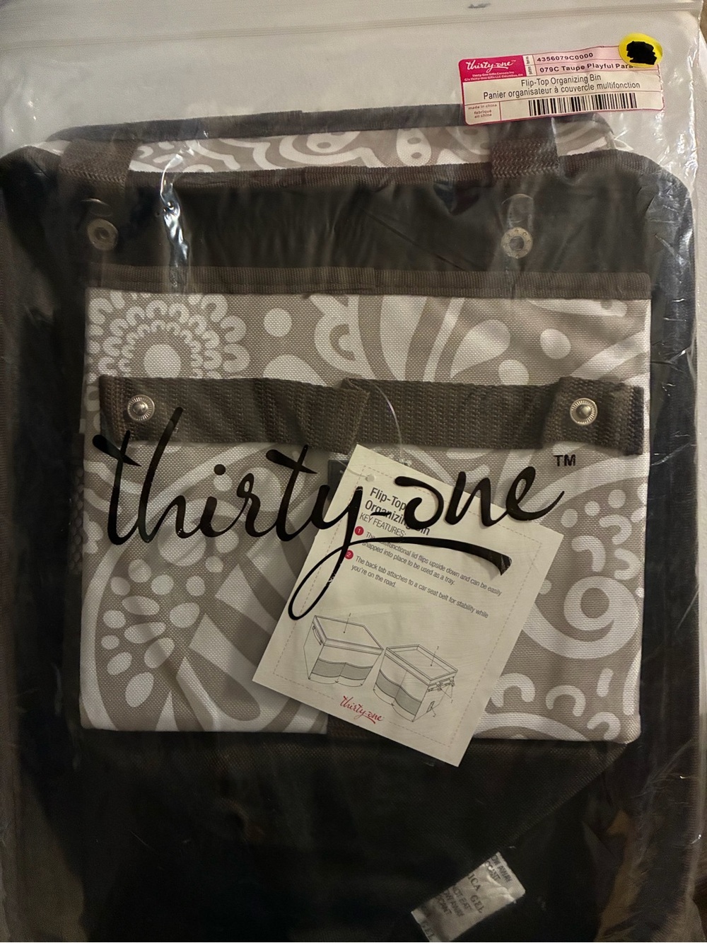 thirty-one Taupe Playful Parade Flip Top Organizing Bin